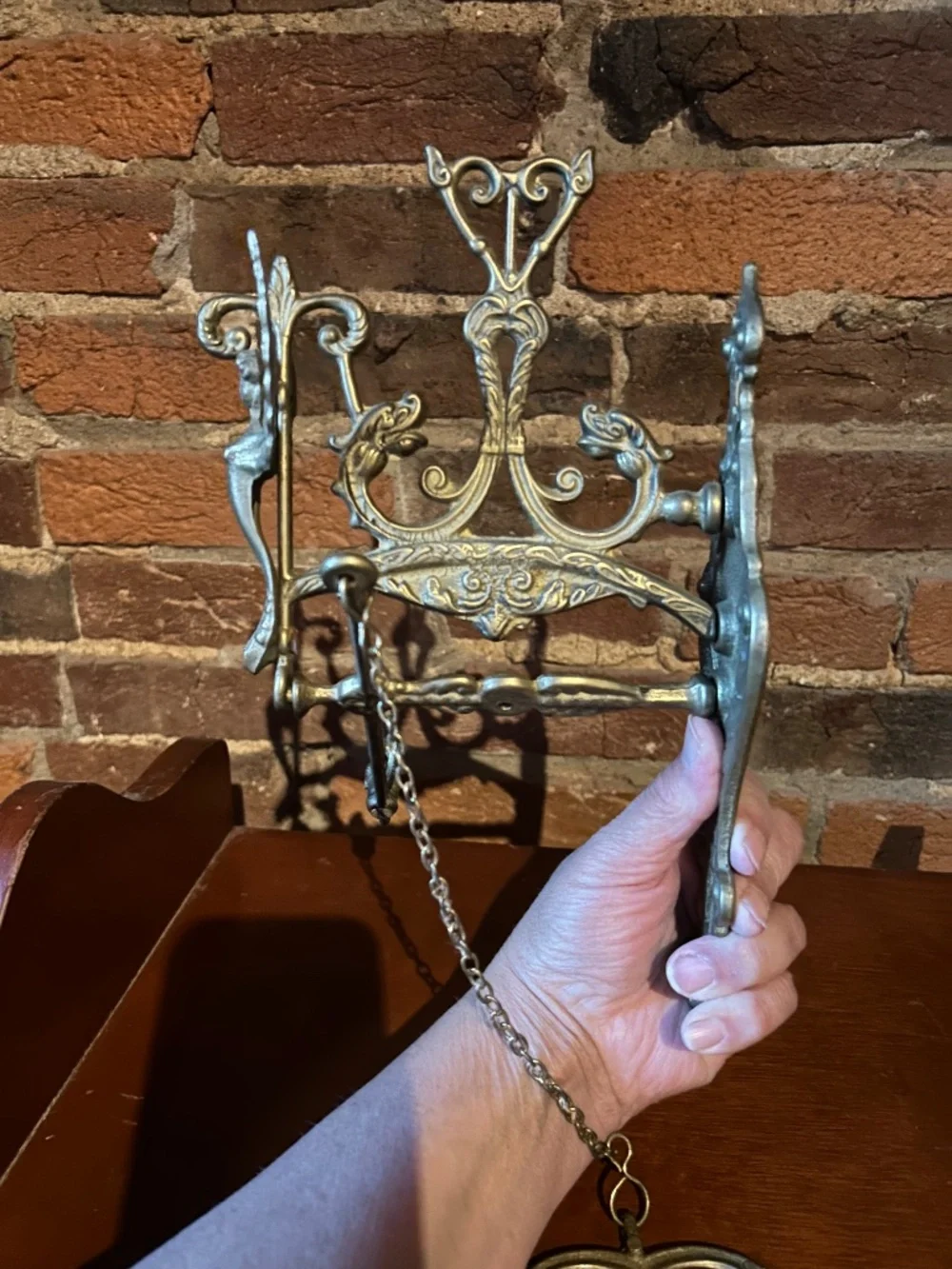 Antique English Victorian Brass Door Bell Hanger no bell
